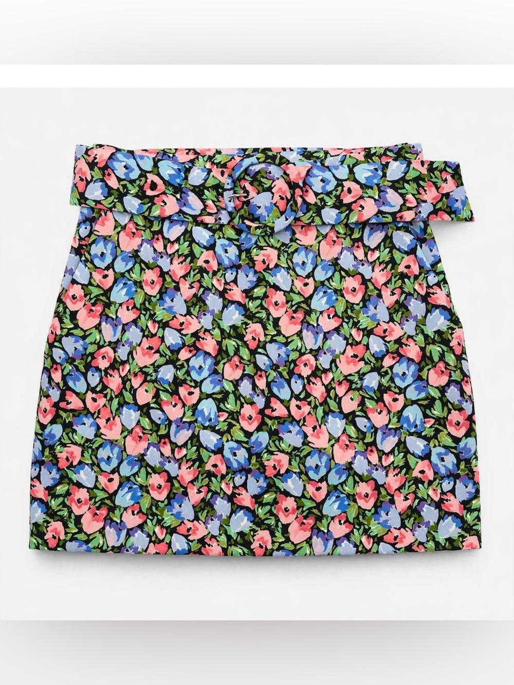 Zara Floral Mini Skirt with Belt